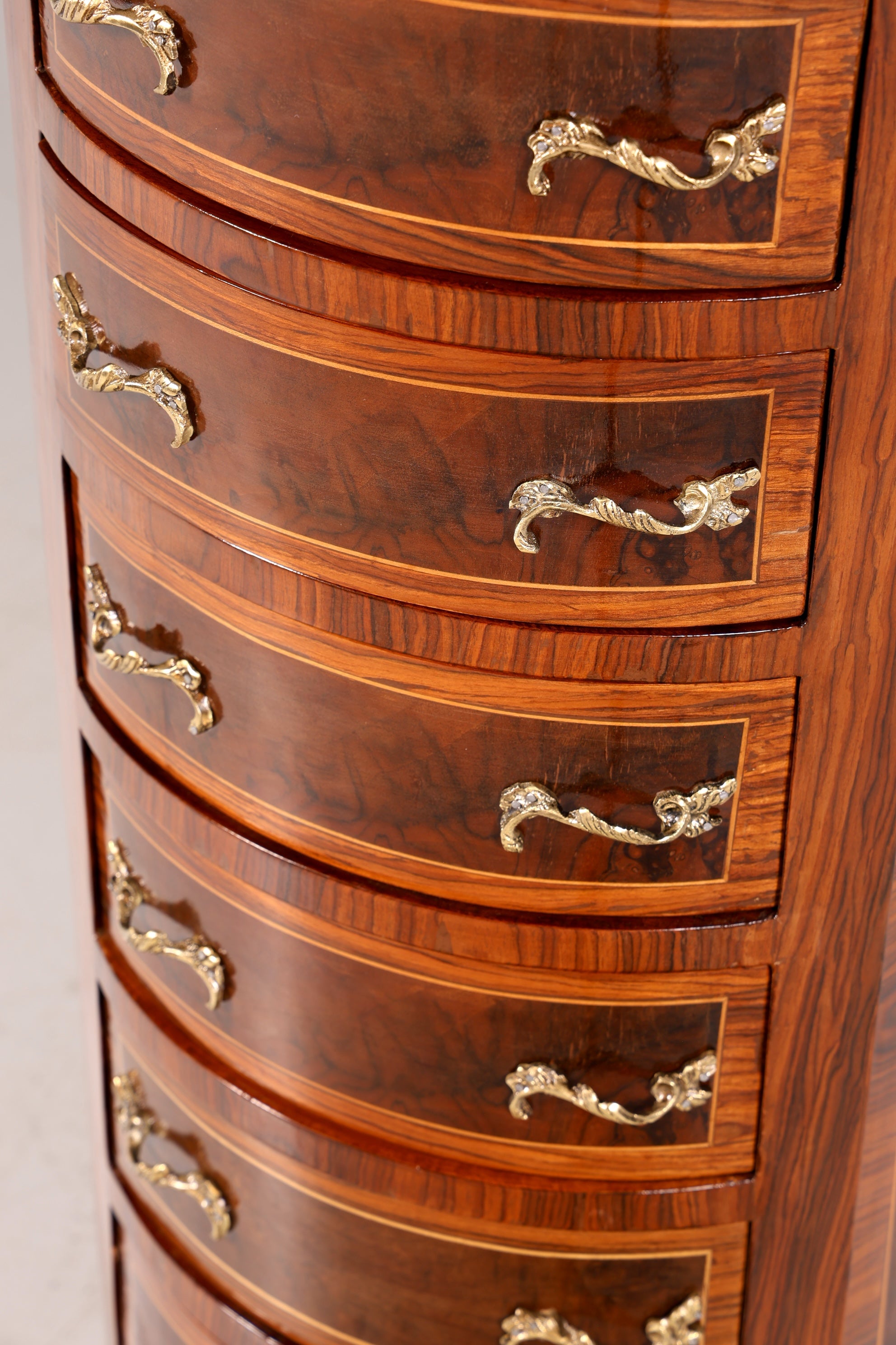 Wunderschöne Barock Stil Kommode Vertiko Schubladenkommode Intarsien 7-Schübige Kommode