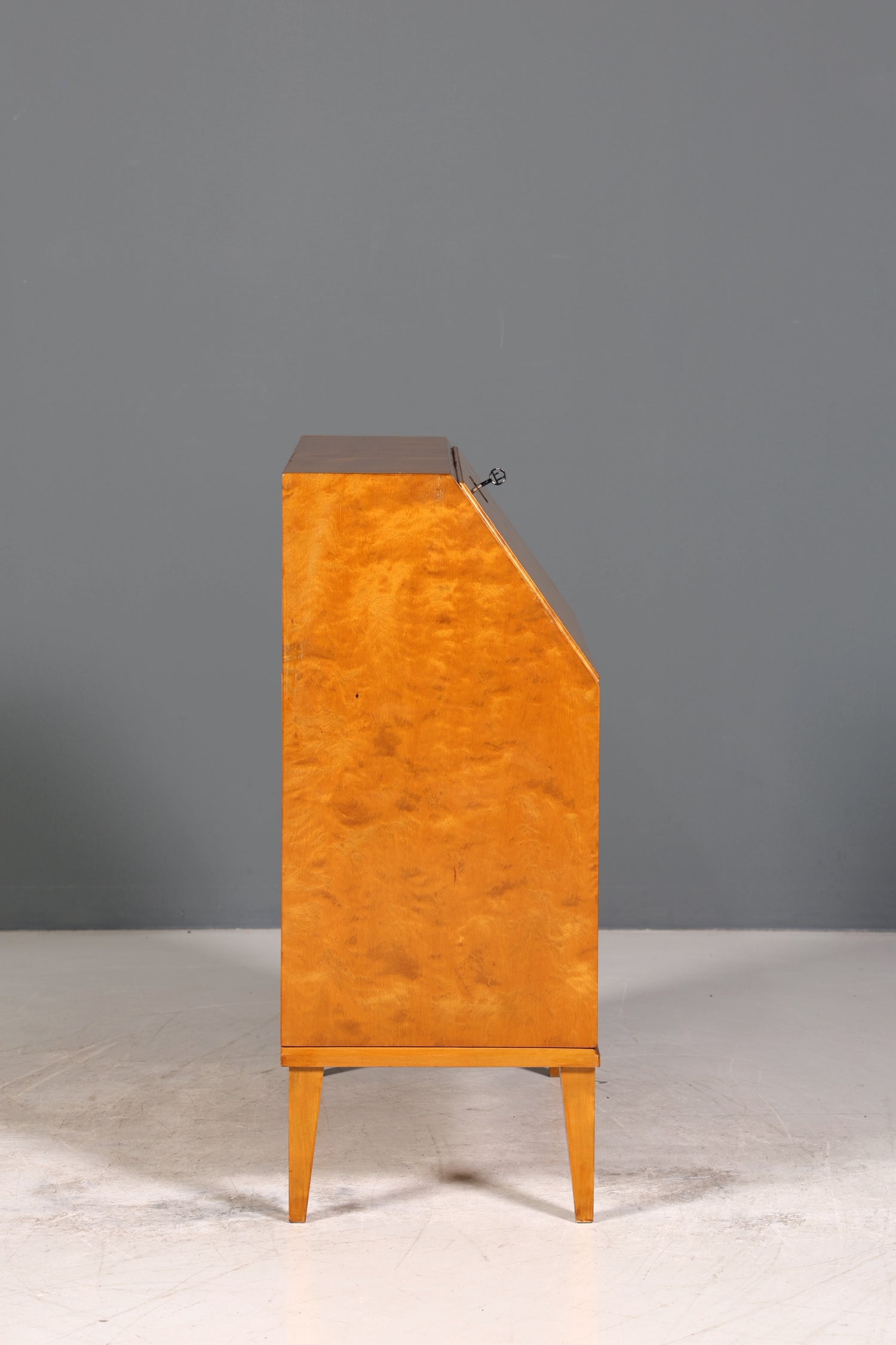 Schlichter Mid Century Sekretär Vintage Schreibmöbel echt Holz Kommode Office Secretary