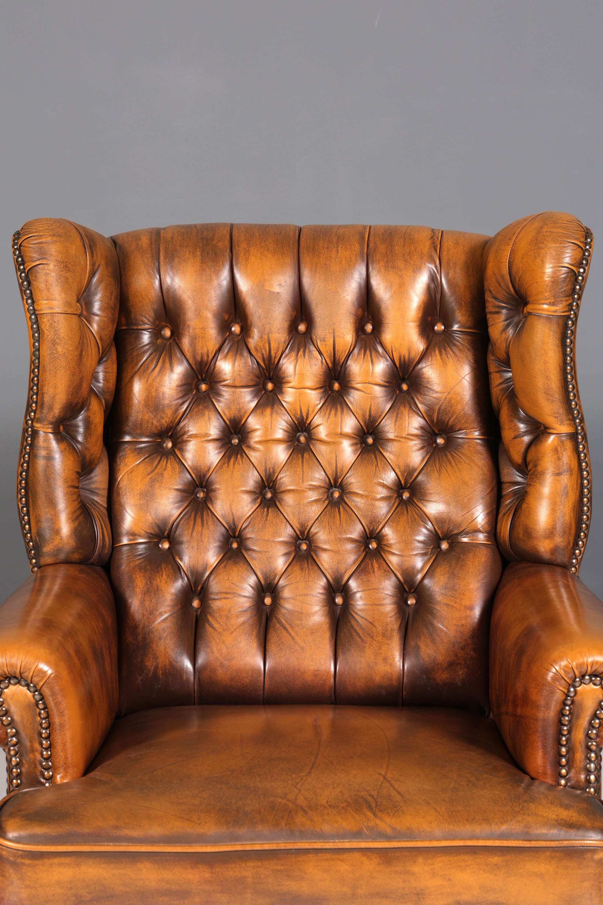 Original Chesterfield Ohrenbacken Sessel Englisch Leder Herrensessel UK Armlehnsessel