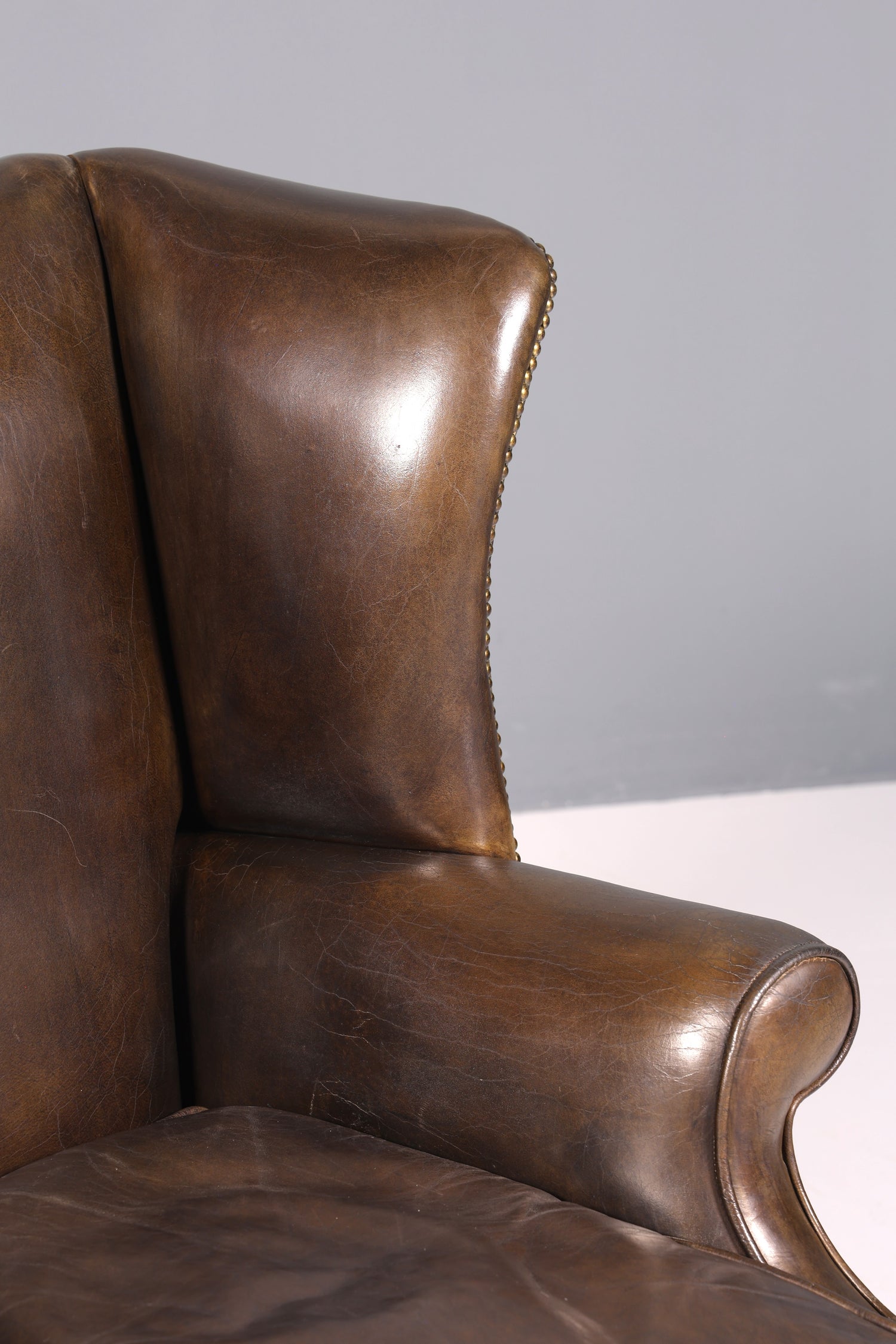 Wunderschöner Englischer Ohrenbacken Sessel braun Englisch Leder Herrensessel UK Armlehnsessel
