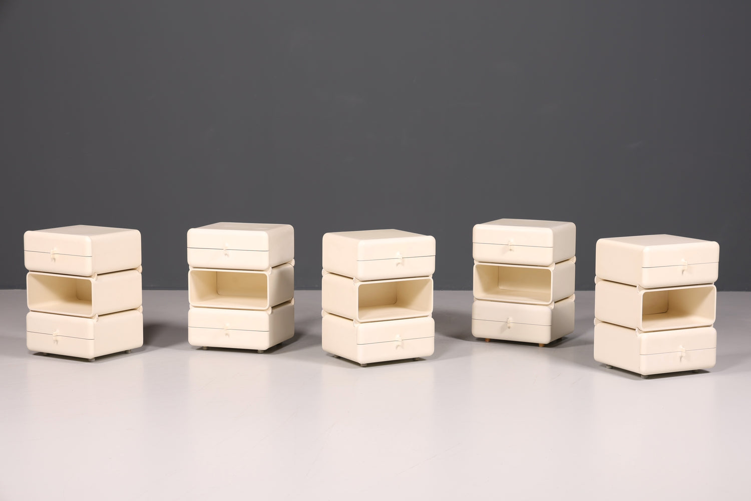 Seltene Mid Century Kommode Space Age Module Nachttisch Design Frankreich Vintage Schubladenkommode 4 von 5