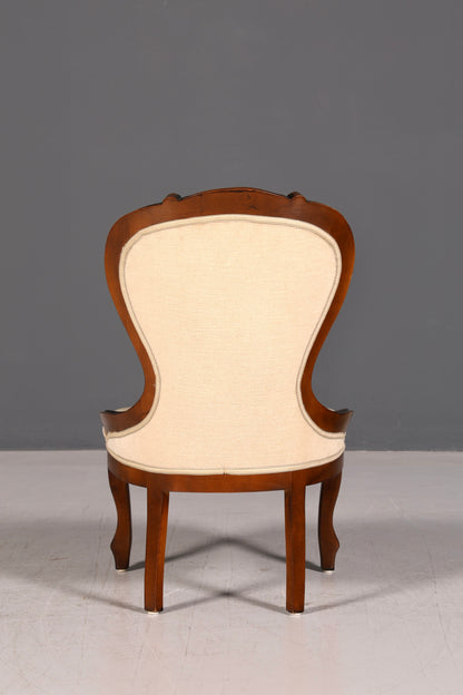 Wunderschöner Louis Philippe Stuhl Antik Chippendale Sekretär Stuhl Polsterstuhl Echt Holz Esszimmerstuhl Vintage
