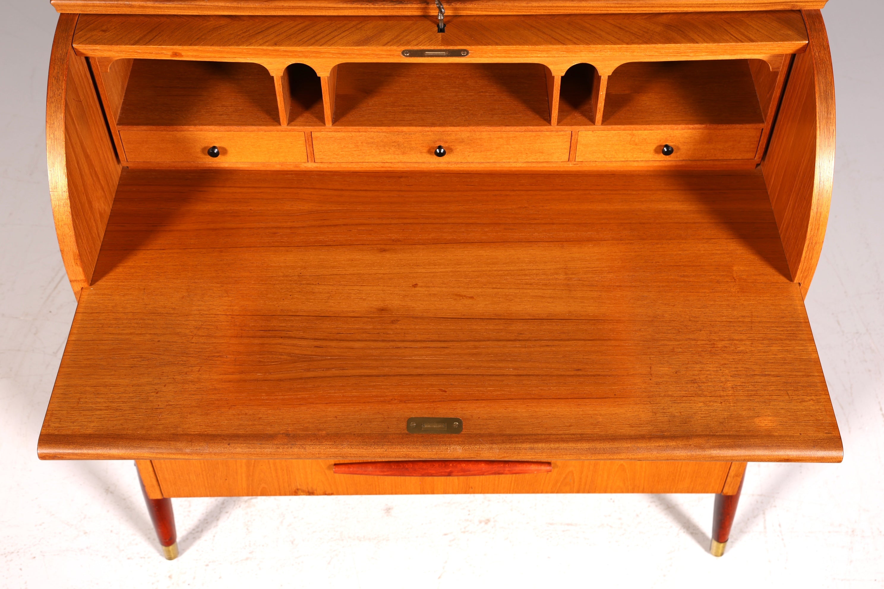 Schlichter Mid Century Rollladen Sekretär von Bröderna Gustafssons Büro Schrank Schreibkommode 60s Schreibmöbel