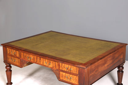 Wunderschöner Englischer XXL Schreibtisch Englisch Partner Desk Leder Auflage Antik Stil Bürotisch Office Desk