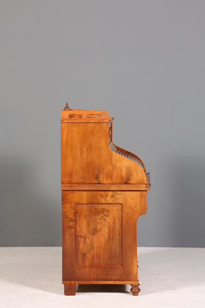 Beeindruckender Louis Philippe Sekretär Antik Rollladen Sekretär Schreibtisch Nussbaum Aufsatzsekretär