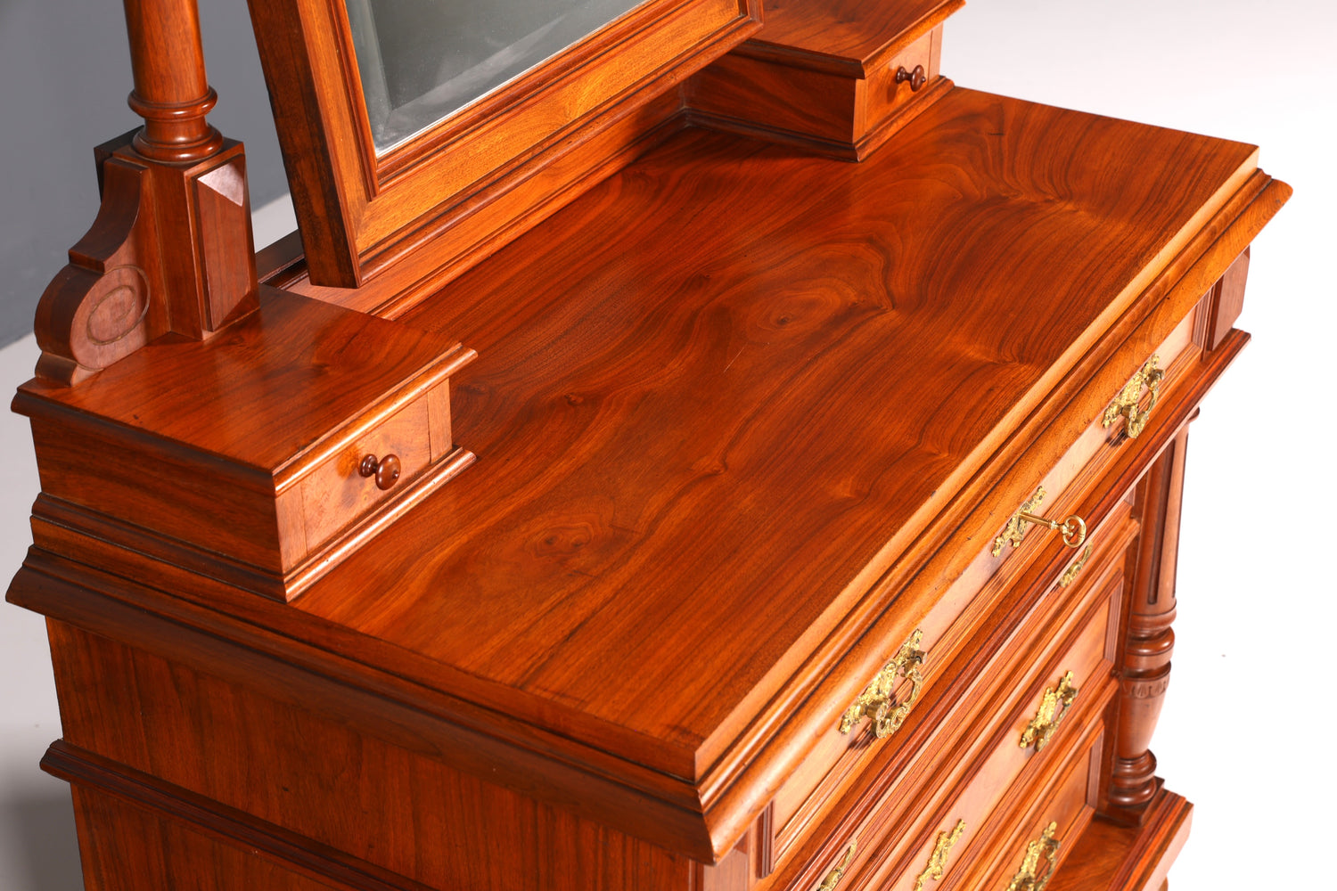 Edle Louis Philippe Kommode mit Spiegelaufsatz Gründerzeit Frisierkommode Holz Schrank Antik Flurschrank um 1880