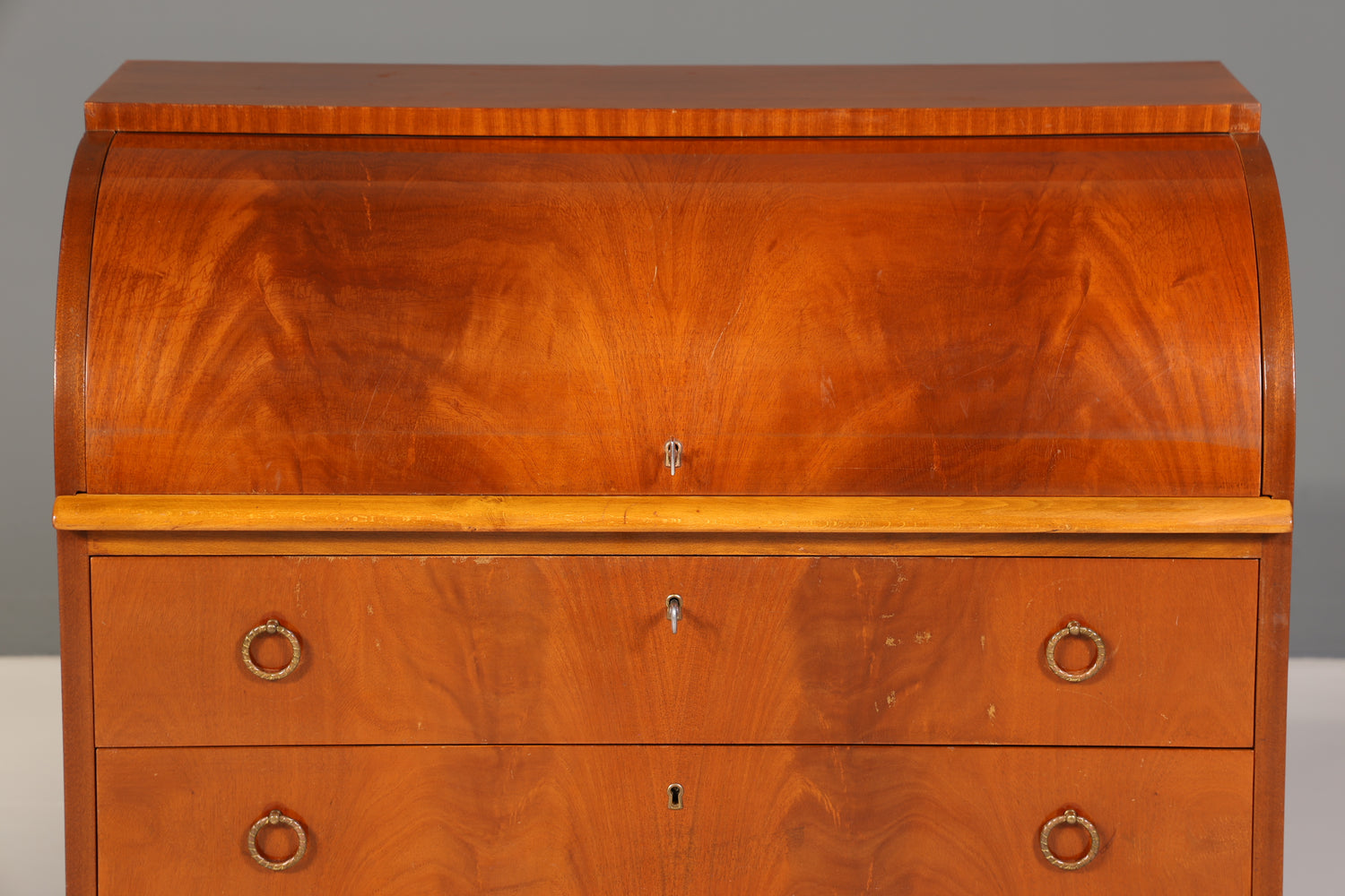 Wunderschöner Mid Century Rollladen Sekretär echt Holz Büro Schrank Vintage Schreibkommode