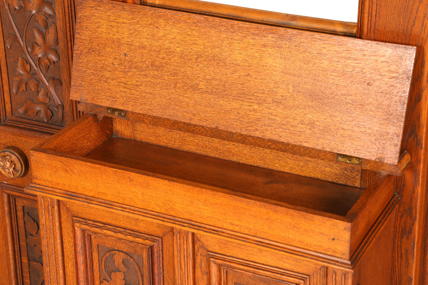 Traumhafte Jugendstil Garderobe Flurgarderobe Eiche Antik Kleiderwand mit Spiegel Dielenmöbel Wandgarderobe