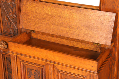 Traumhafte Jugendstil Garderobe Flurgarderobe Eiche Antik Kleiderwand mit Spiegel Dielenmöbel Wandgarderobe