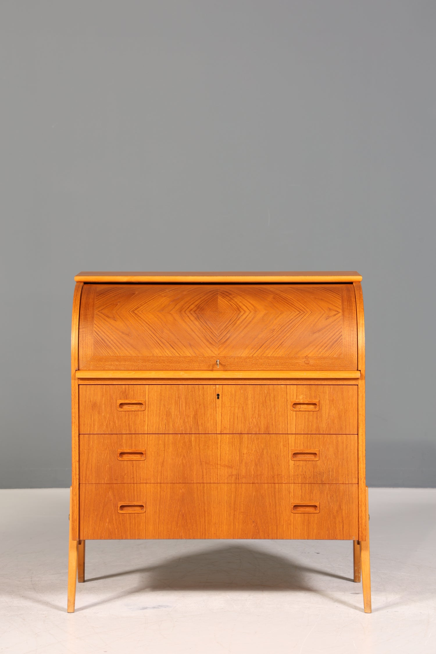 Wunderschöner Mid Century Rollladen Sekretär Danish Design Teak Holz Schreibkommode 60er Jahre
