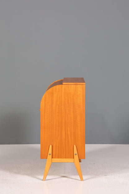 Wunderschöner Mid Century Rollladen Sekretär Danish Design Teak Holz Schreibkommode 60er Jahre