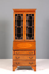 Stilvoller Englischer Sekretär Büro Aufsatzsekretär Antik 60S Vitrinen Schrank UK