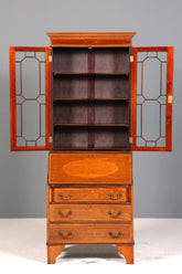 Stilvoller Englischer Sekretär Büro Aufsatzsekretär Antik 60S Vitrinen Schrank UK