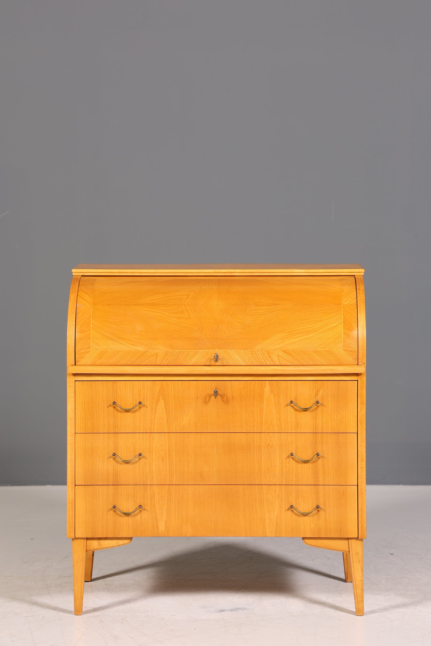 Stilvoller Mid Century Rollladen Sekretär echt Holz Büro Schrank Vintage Schreibkommode