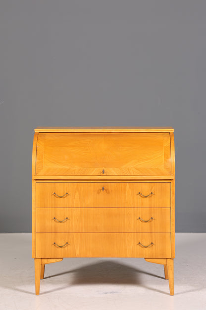 Stilvoller Mid Century Rollladen Sekretär echt Holz Büro Schrank Vintage Schreibkommode