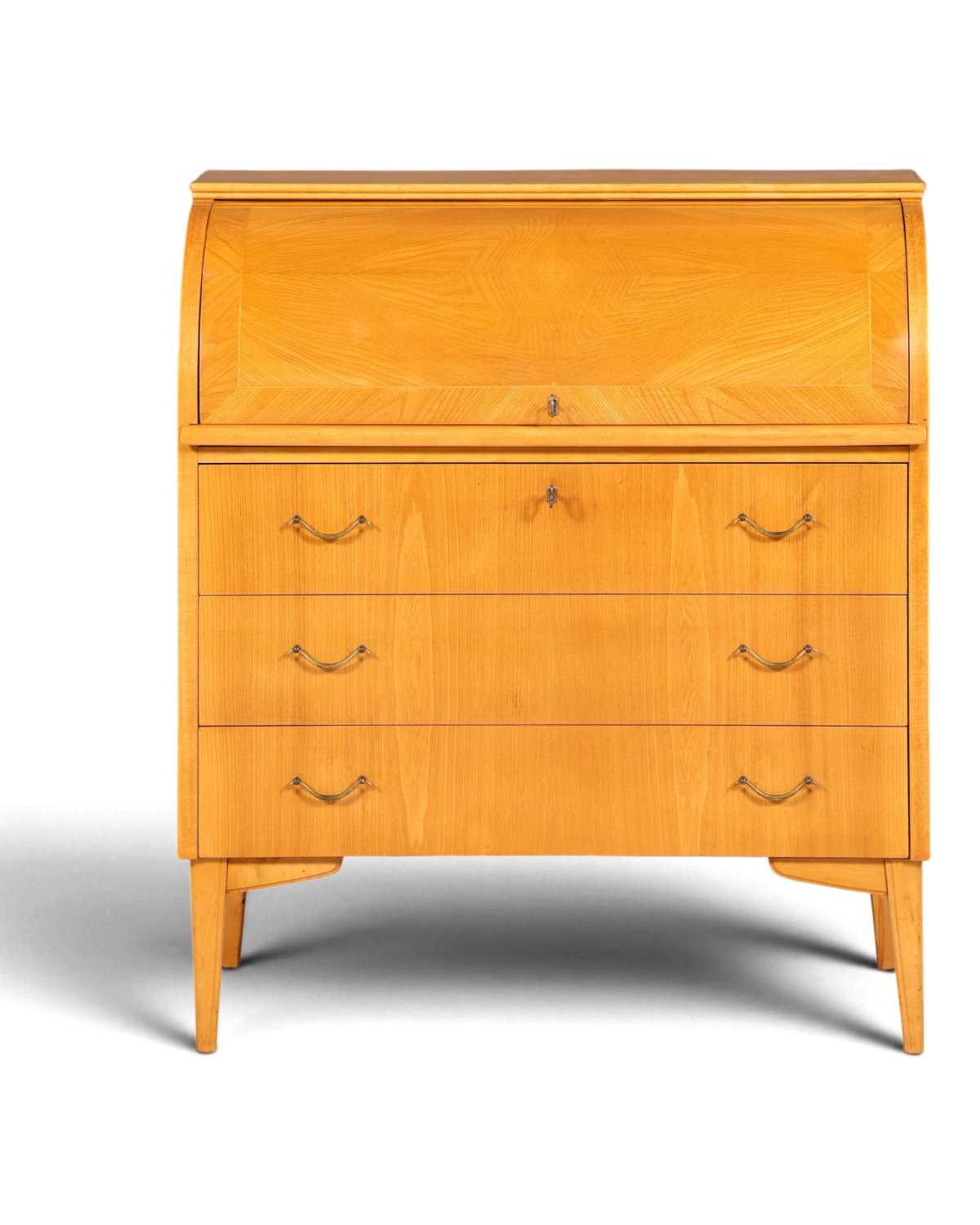 Stilvoller Mid Century Rollladen Sekretär echt Holz Büro Schrank Vintage Schreibkommode