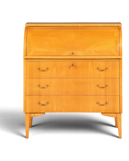 Stilvoller Mid Century Rollladen Sekretär echt Holz Büro Schrank Vintage Schreibkommode