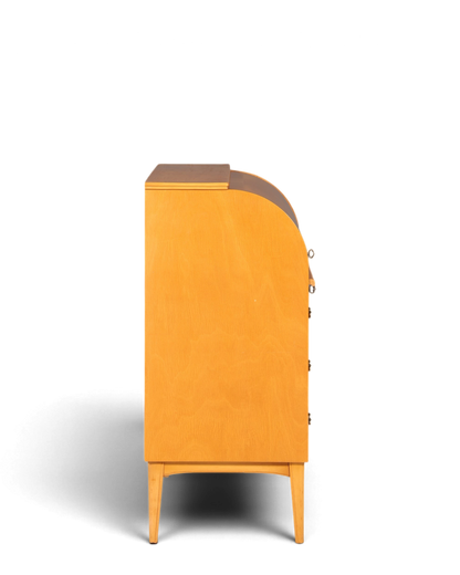 Stilvoller Mid Century Rollladen Sekretär echt Holz Büro Schrank Vintage Schreibkommode