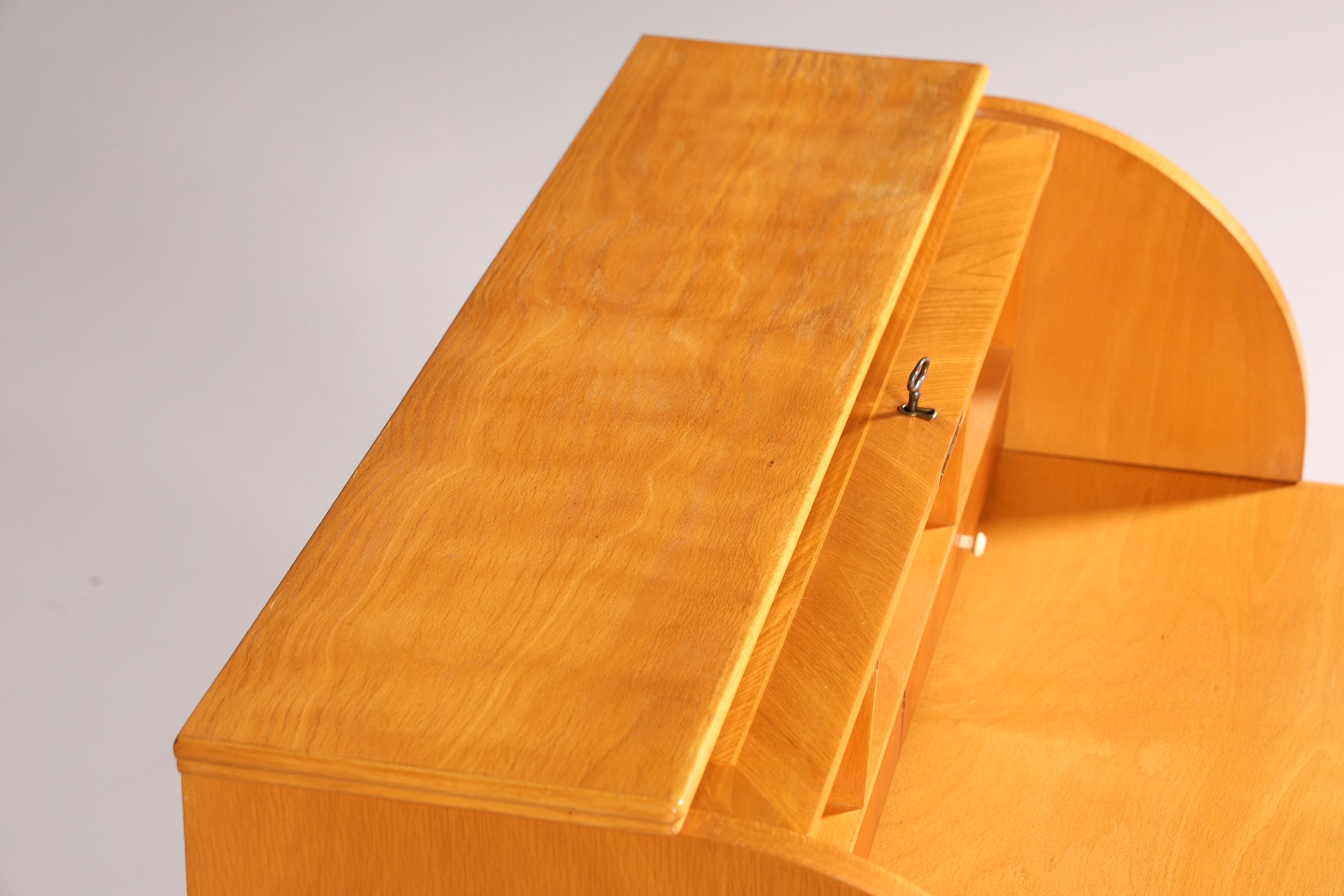 Stilvoller Mid Century Rollladen Sekretär echt Holz Büro Schrank Vintage Schreibkommode