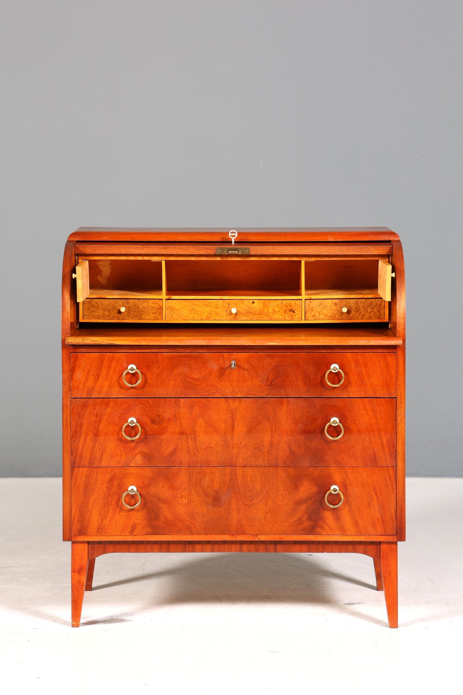 Traumhafter Mid Century Rollladen Sekretär echt Holz Büro Schrank Vintage Schreibkommode