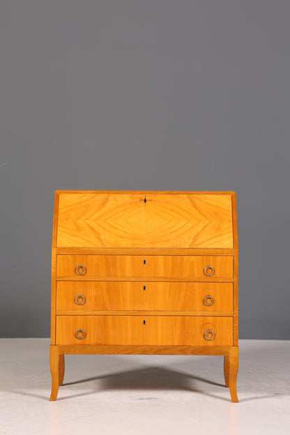 Schlichter Mid Century Sekretär Vintage Schreibmöbel echt Holz Kommode Office Secretary