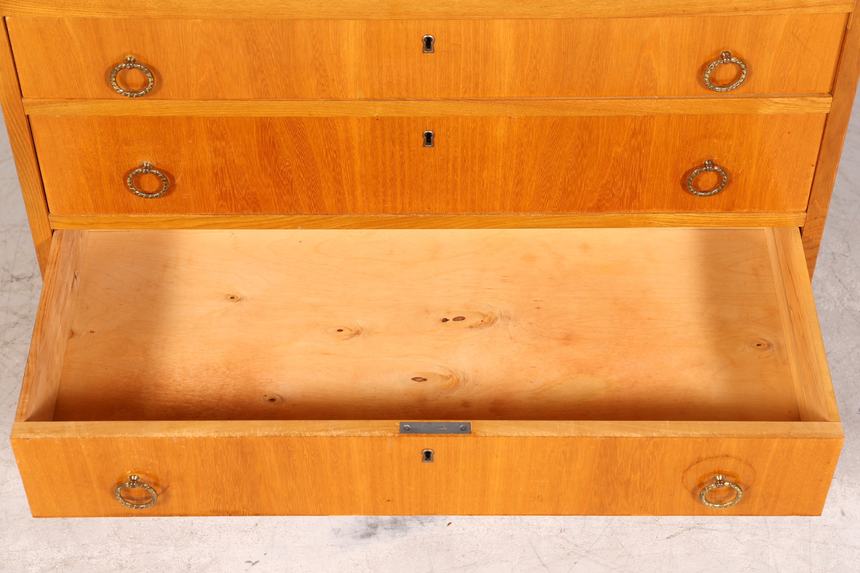 Schlichter Mid Century Sekretär Vintage Schreibmöbel echt Holz Kommode Office Secretary