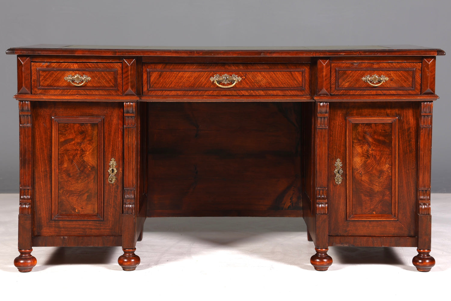 F896 Finish cm Traumhafter Gründerzeit Schreibtisch Jugendstil Bürotisch echt Holz Antik Desk Tatzen Löwenfüße
