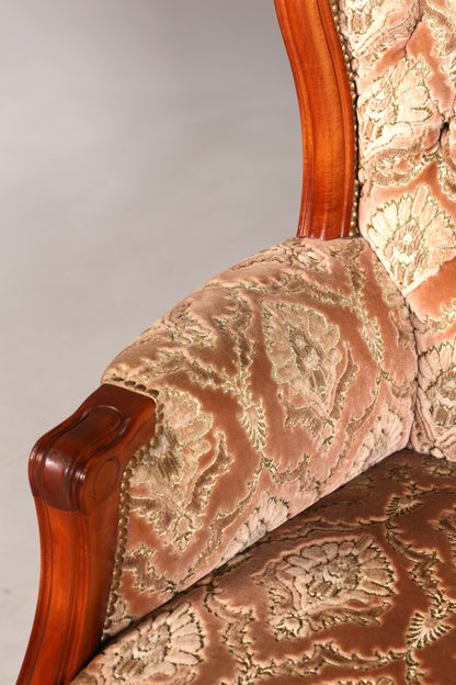 F900 Finish cm Edler Chippendale Armlehnsessel Barock Stil Sessel Armchair Samt Stoff Sessel