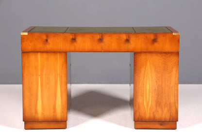 Edler Maritimer Schreibtisch Englischer Military Chest Bürotisch Office Table mit echt Lederauflage