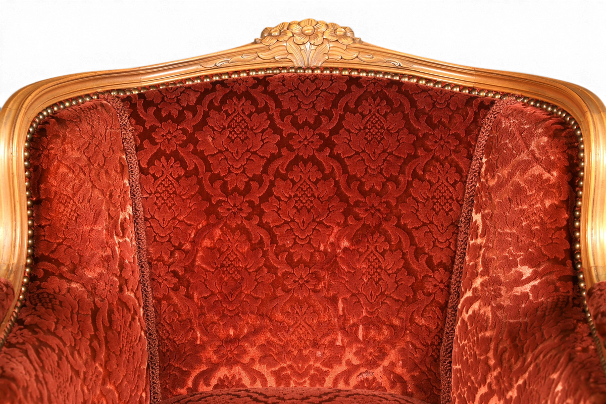 Edler Chippendale Armlehnsessel Barock Stil Sessel Samt Stoff Armchair Sessel 1 von 2