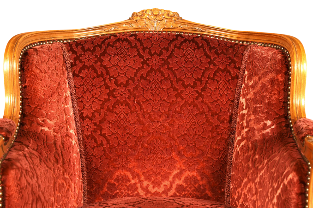 Edler Chippendale Armlehnsessel Barock Stil Sessel Samt Stoff Armchair Sessel 2 von 2