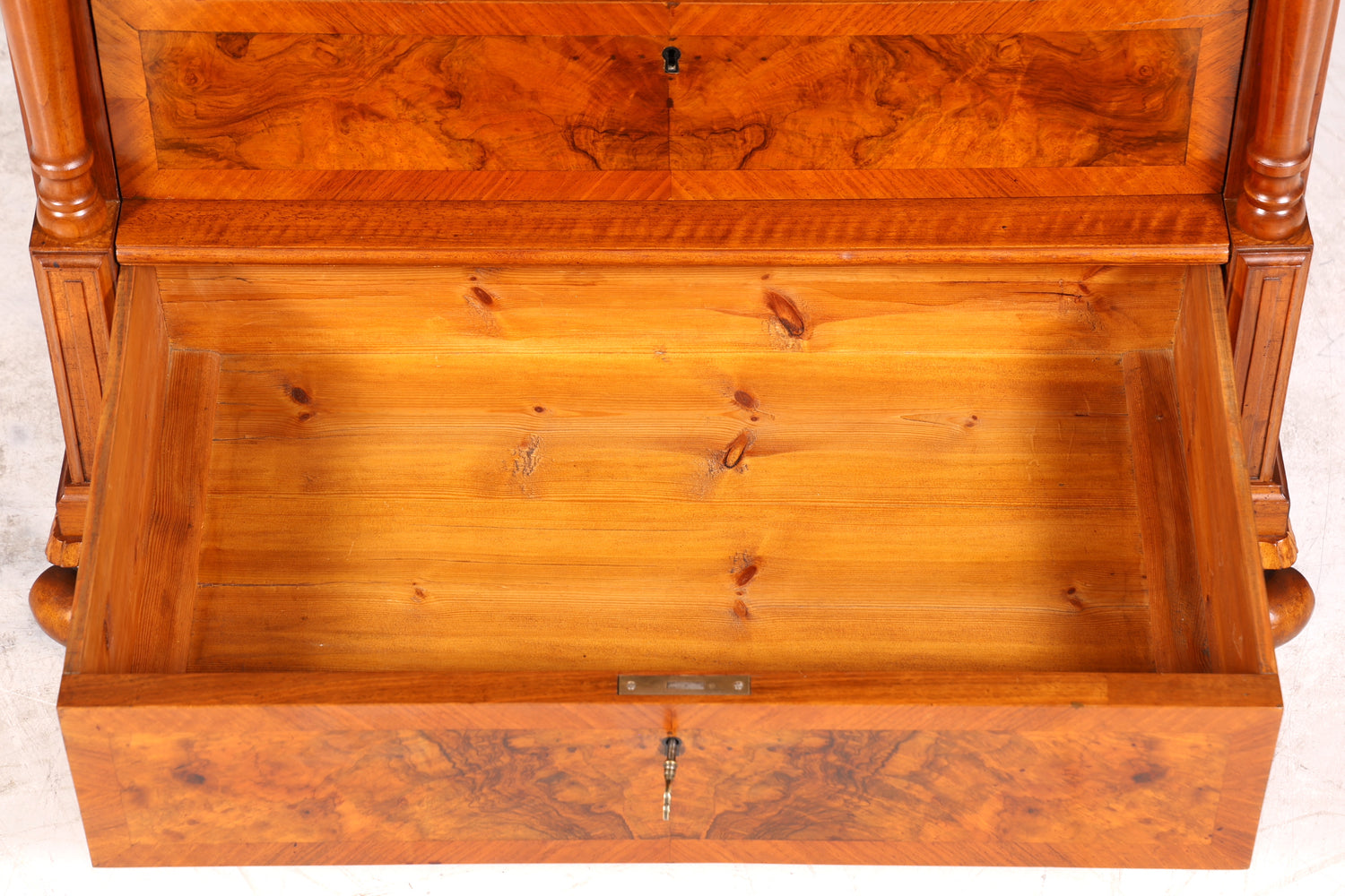 E907 Finish cm, Wunderschöner Gründerzeit Sekretär Vertiko Highboard Louis Philippe Kommode um 1880