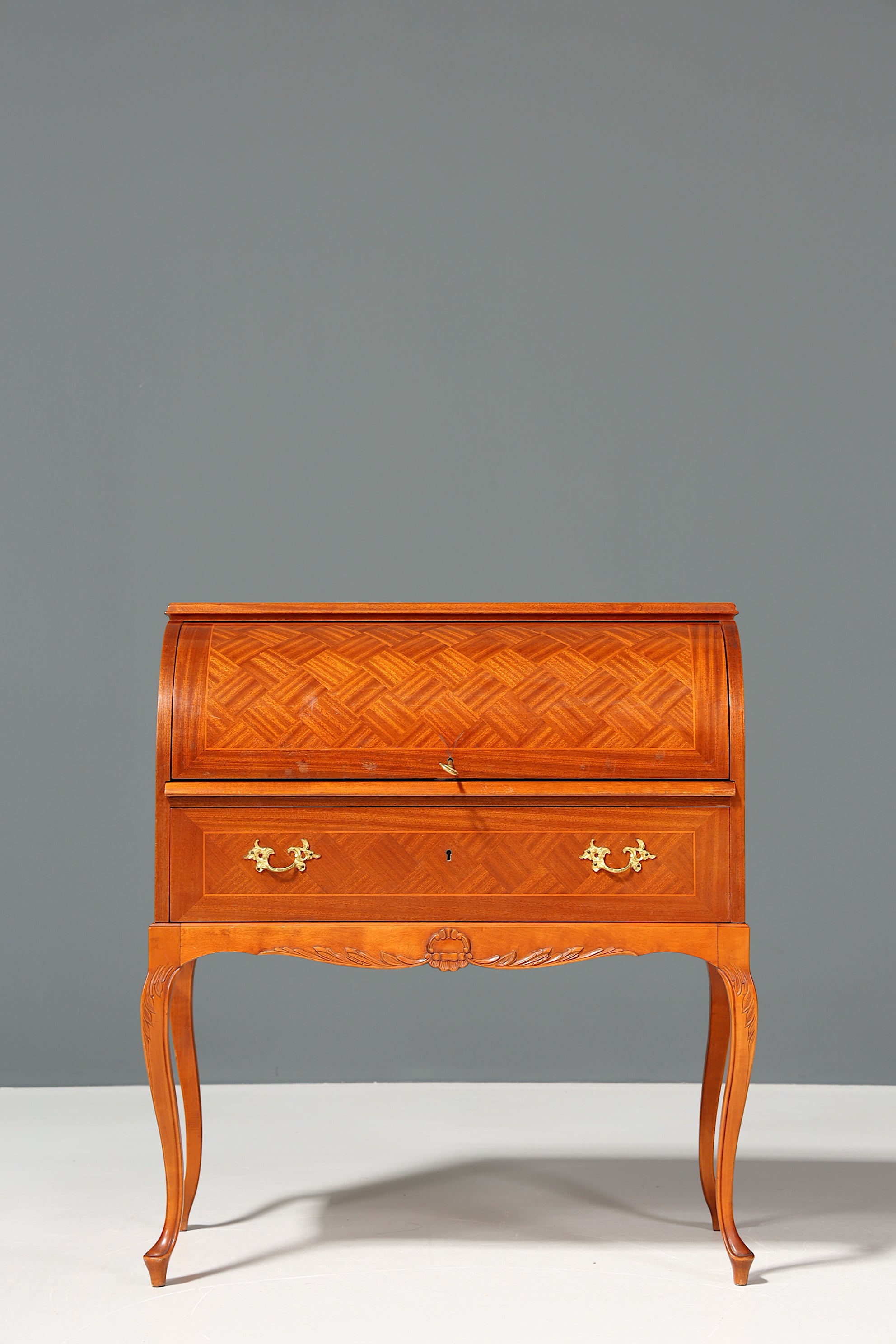 Stilvoller Schwedischer Rolladen Sekretär echt Holz Büro Kommode skandinavisches Design