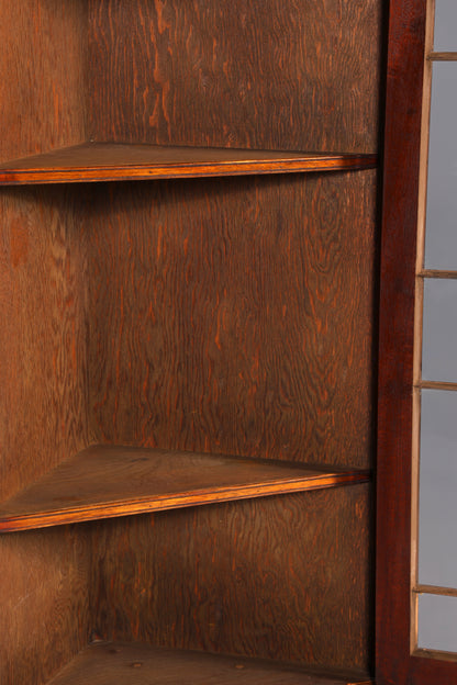 G577 Finish cm Wunderschöne Englische Eckvitrine Mahagoni Antik 60s echt Holz Schrank Eckschrank Glasvitrine (Kopie)