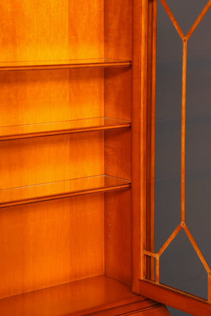 G581 Finish Stilvoller Englischer Sekretär Original Heldense Büro Aufsatzsekretär Eibe Antik 60S Vitrinen Schrank UK (Kopie)