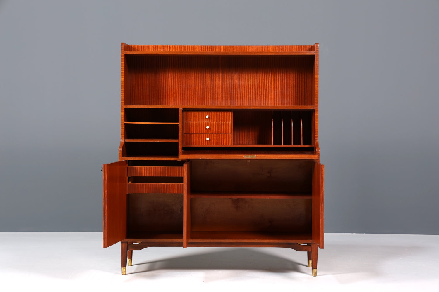 Schlichter Mid Century Schrank Sekretär Bücherregal Retro Highboard Vintage Regal 60s