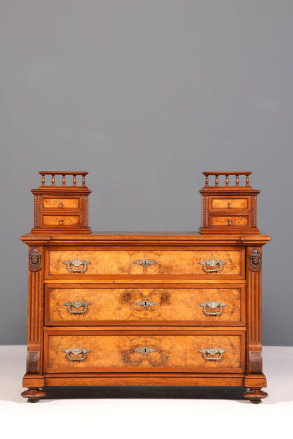 Edle Gründerzeit Kommode Louis Philippe Nussbaum Schubladen Kommode Sideboard um 1880