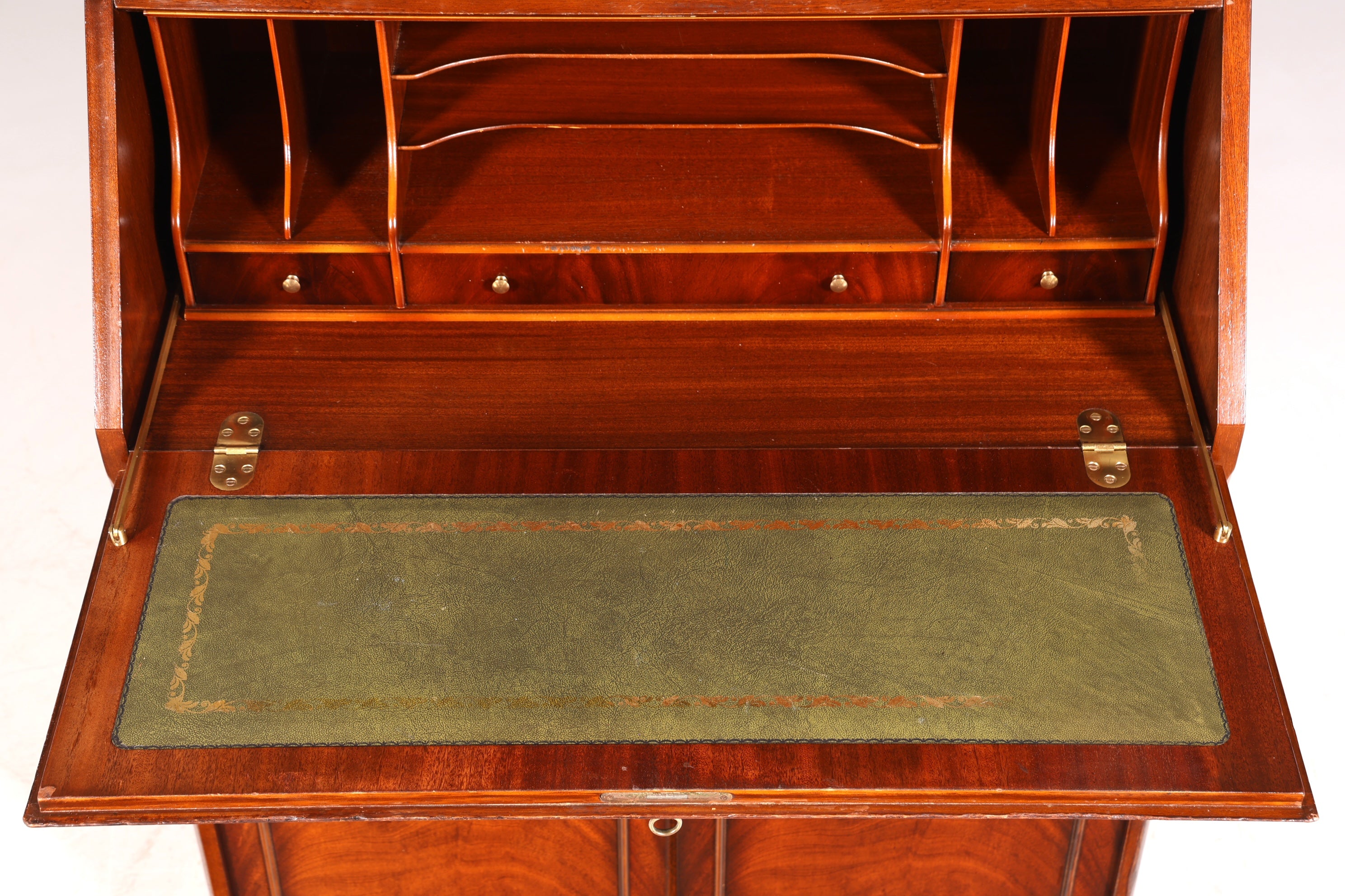 F943 Finish Stilvoller Englischer Sekretär Original Heldense Büro Aufsatzsekretär Eibe Antik 60S Vitrinen Schrank UK