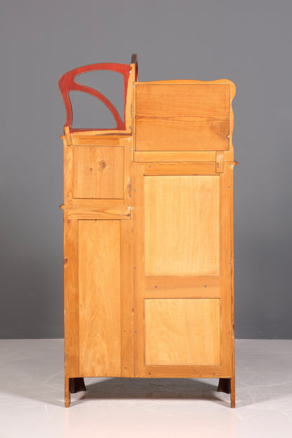 Filigraner Jugendstil Schrank um 1910 echt Holz Vertiko Vitrine Antik Regal Glasvitrine