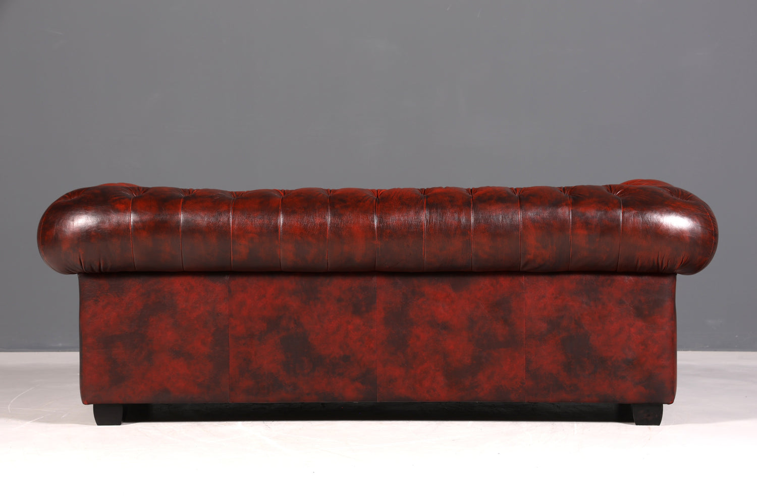 F954 Finish cm Wunderschönes Original Chesterfield Sofa 3- Sitzer echt Leder Oxblood Couch Englisch