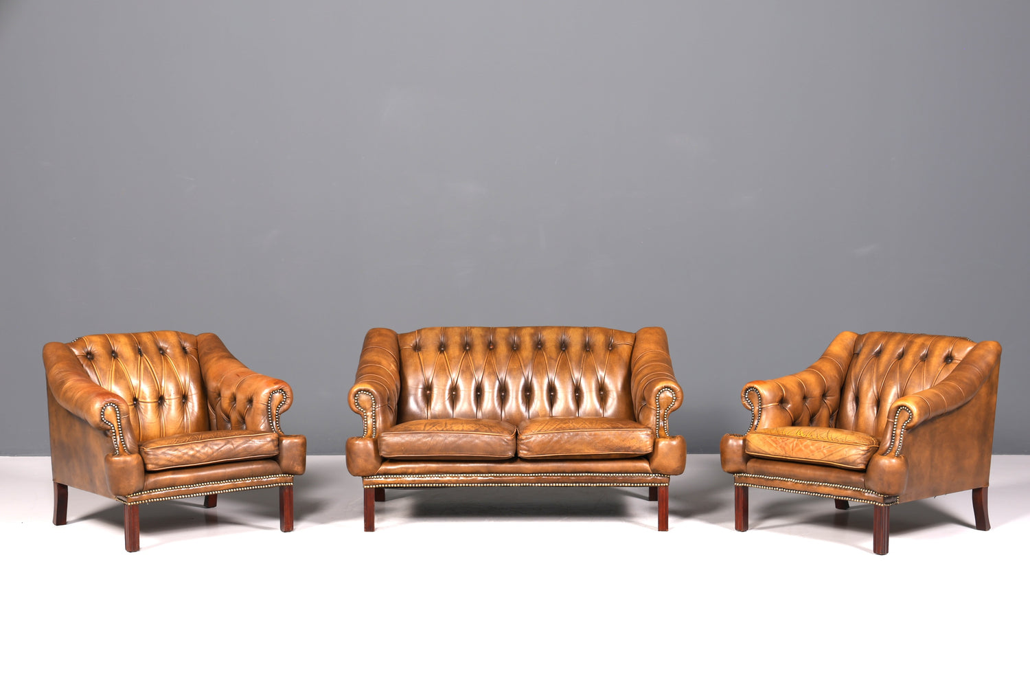 Wunderschöner seltener Chesterfield Sessel Englische Leder Armlehnsessel Herrensessel 1 von 2