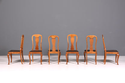 6x Wunderschöne Jugendstil Stühle um 1910 Antik Stuhl Set Chippendale Küchenstühle Esszimmer Stühle