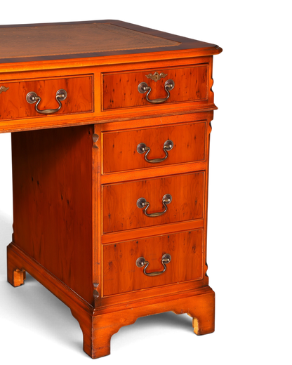 G616 Finish cm Wunderschöner Englischer Schreibtisch Englisch Eibe Desk Leder Auflage Antik Stil Bürotisch Office Desk (Kopie)