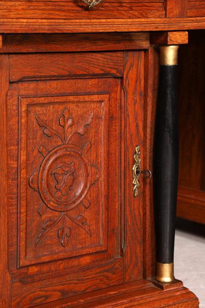 Traumhafter Gründerzeit Schreibtisch Jugendstil Bürotisch echt Holz Antik Office Desk