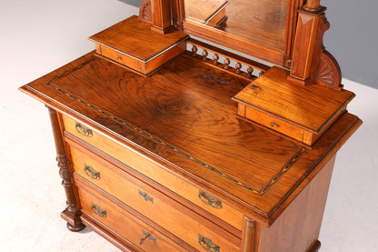 F972 Finish cm Traumhafte Louis Philippe Kommode mit Spiegelaufsatz Gründerzeit Holz Schrank Antik Flurschrank um 1880