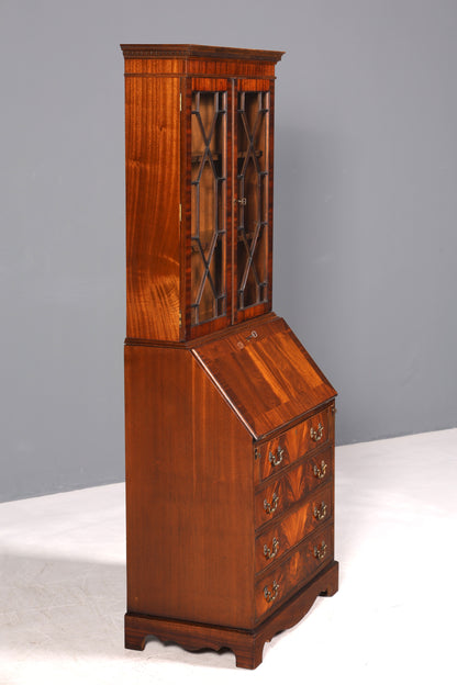 F973 Finish cm Wunderschöner Englischer Sekretär Büro Aufsatzsekretär Antik 60S Vitrinen Schrank UK