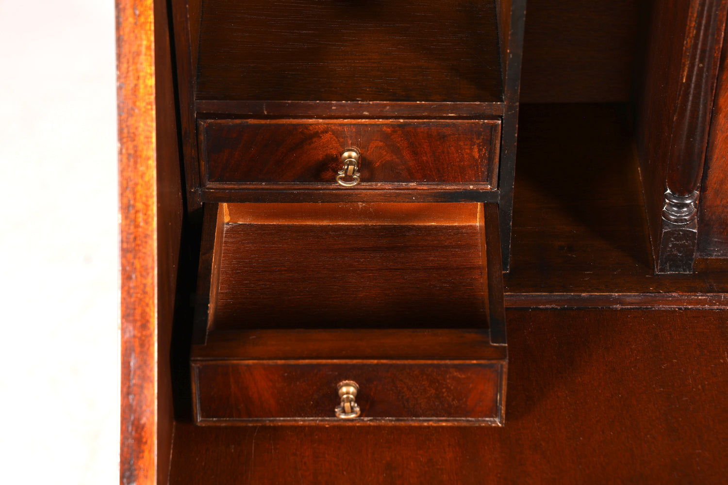 F973 Finish cm Wunderschöner Englischer Sekretär Büro Aufsatzsekretär Antik 60S Vitrinen Schrank UK