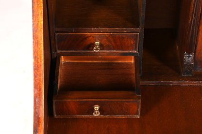 F973 Finish cm Wunderschöner Englischer Sekretär Büro Aufsatzsekretär Antik 60S Vitrinen Schrank UK