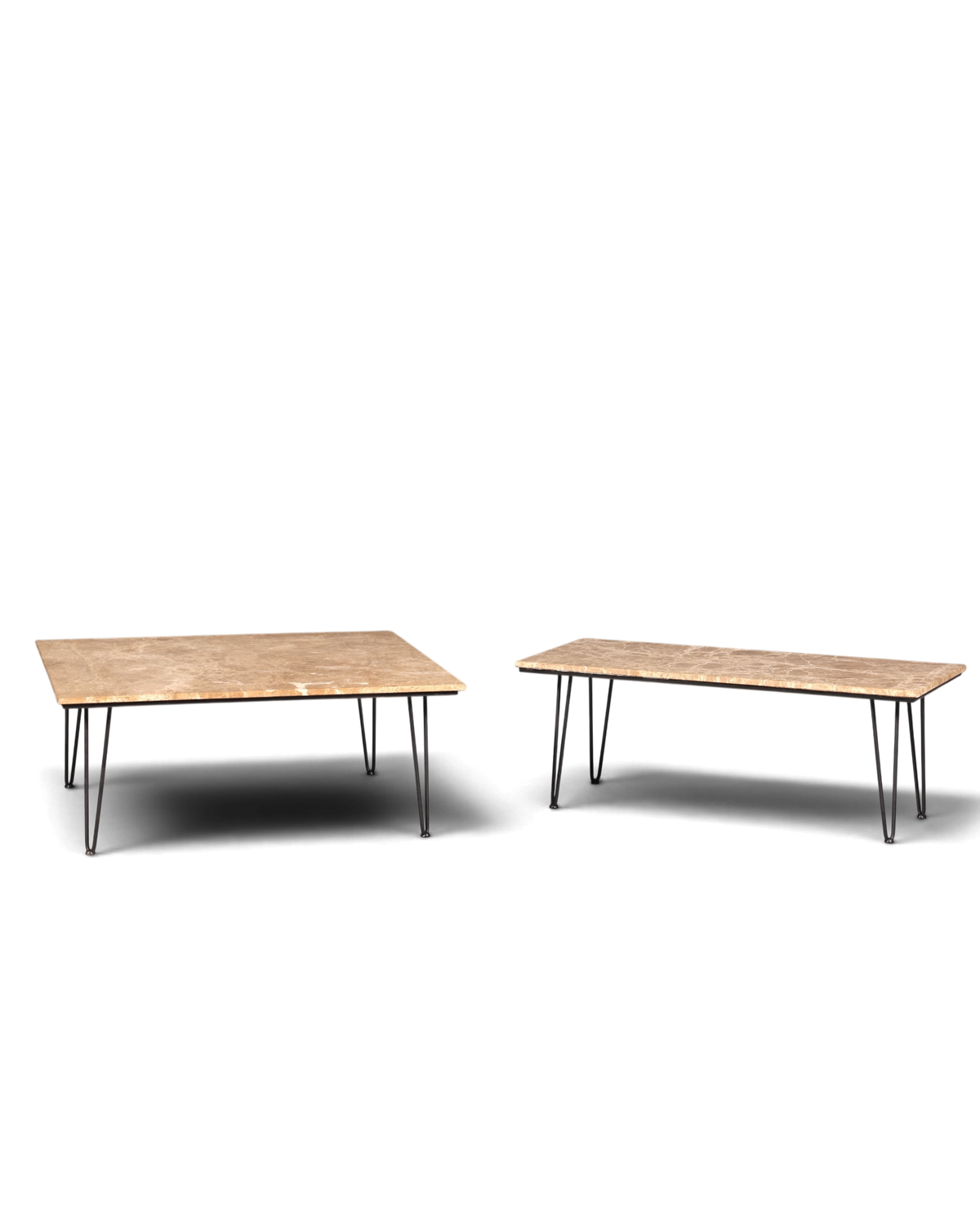 Wunderschöner XXL Couchtisch mit Marmorplatte Tisch mit Hairpin Legs Ablagetisch