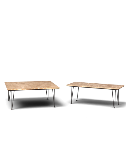 Wunderschöner XXL Couchtisch mit Marmorplatte Tisch mit Hairpin Legs Ablagetisch